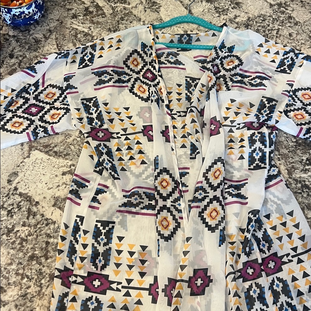 Aztec Print Open Cardigan